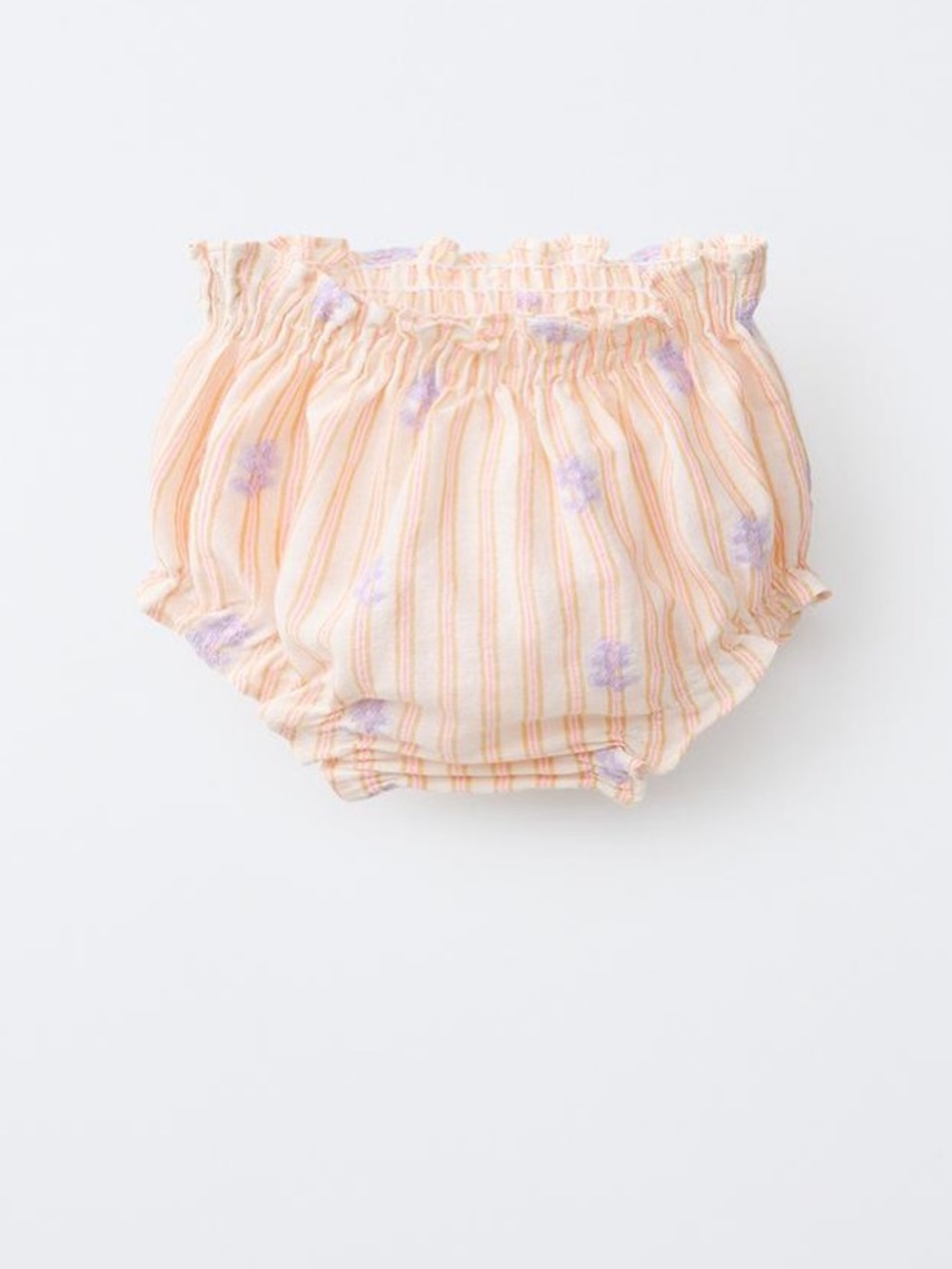 Zara Peach-Striped Bloomers with Lavender Floral Dots